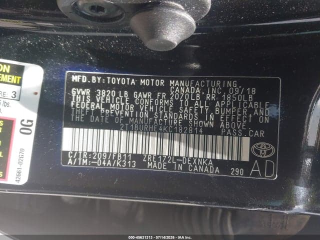 2019 TOYOTA COROLLA LE 9