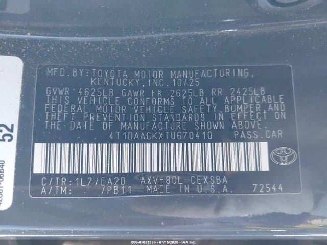 2026 TOYOTA CAMRY SE 9
