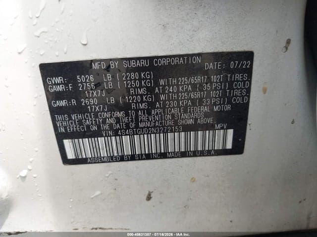 2022 SUBARU OUTBACK WILDERNESS 9