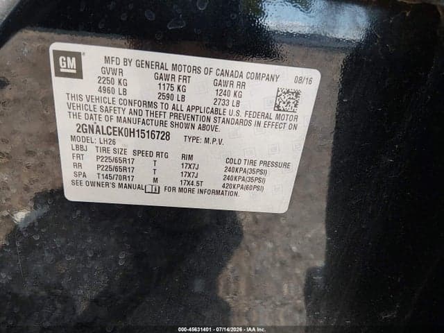 2017 CHEVROLET EQUINOX LT 9