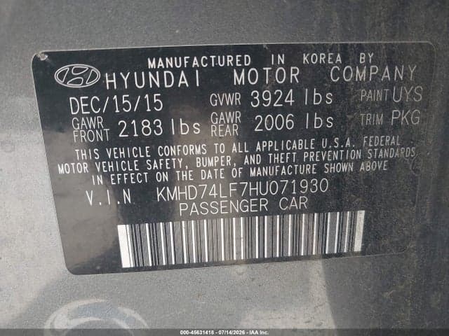 2017 HYUNDAI ELANTRA SE 9