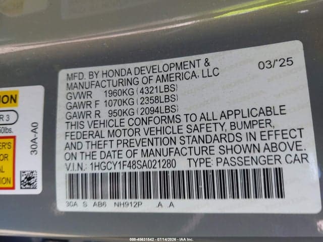 2025 HONDA ACCORD SE 9