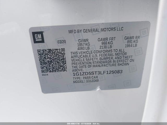 2020 CHEVROLET MALIBU FWD LT 9