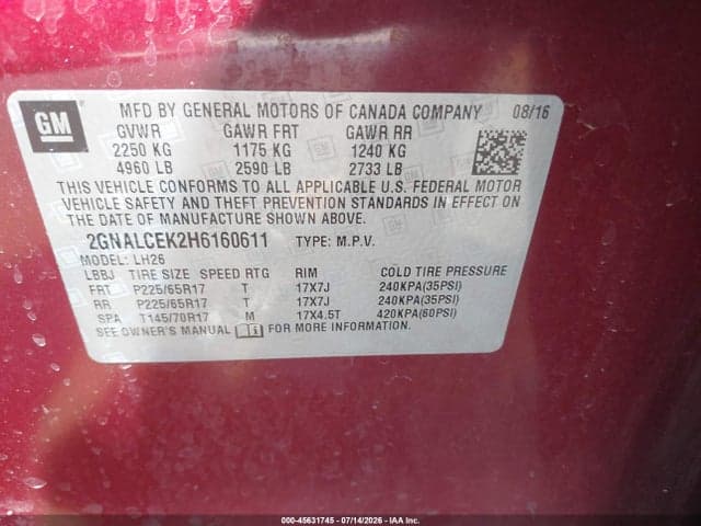 2017 CHEVROLET EQUINOX LT 9