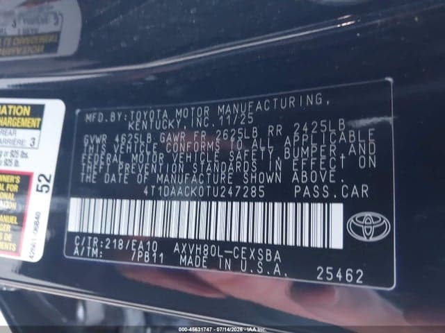 2026 TOYOTA CAMRY SE 9