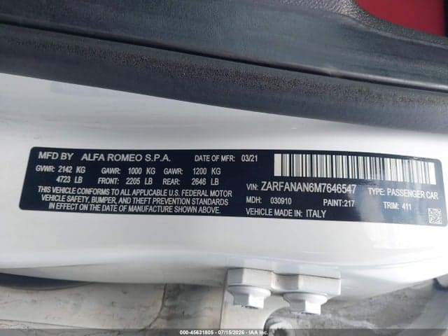 2021 ALFA ROMEO GIULIA AWD 9