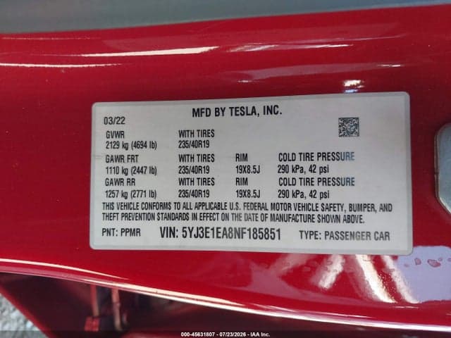 2022 TESLA MODEL 3 REAR-WHEEL DRIVE 9