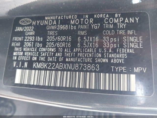 2022 HYUNDAI KONA SE 9