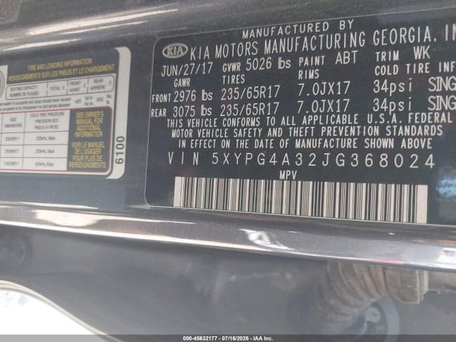 2018 KIA SORENTO 2.4L LX 9