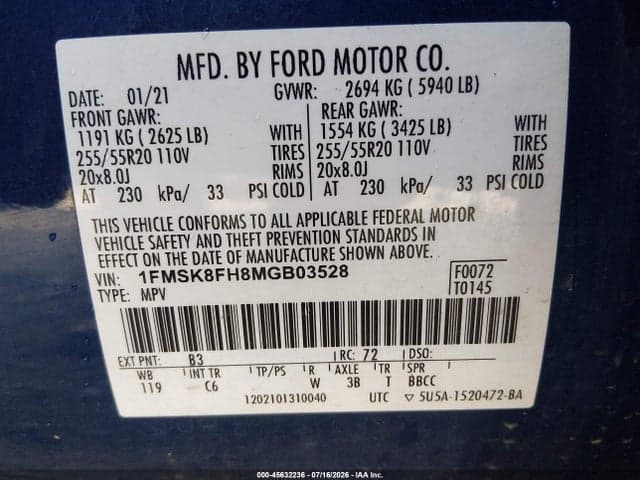 2021 FORD EXPLORER LIMITED 9