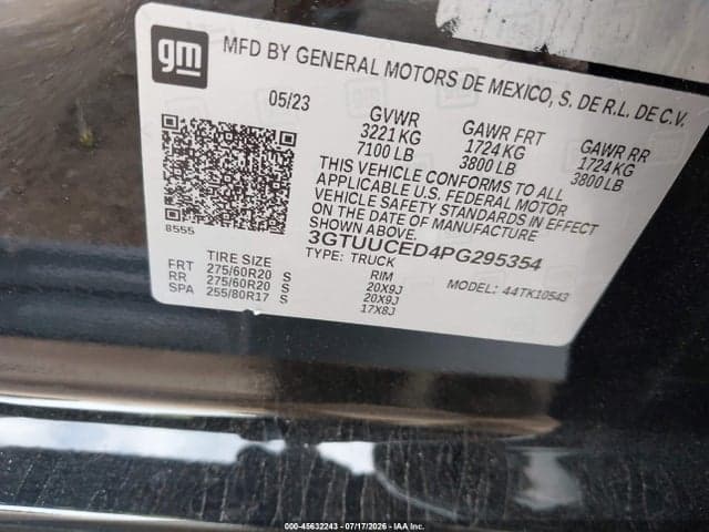 2023 GMC SIERRA 1500 4WD SHORT BOX ELEVATION WITH 3SB 9