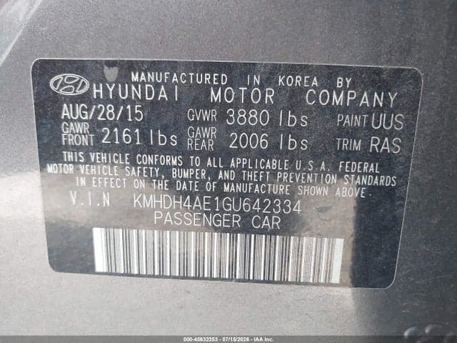2016 HYUNDAI ELANTRA SE 9