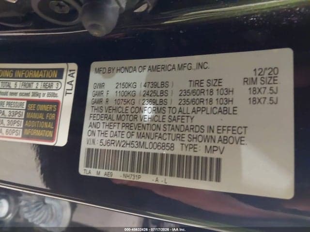 2021 HONDA CR-V AWD EX 9