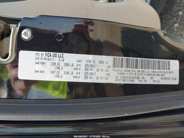 2018 DODGE GRAND CARAVAN SXT 9