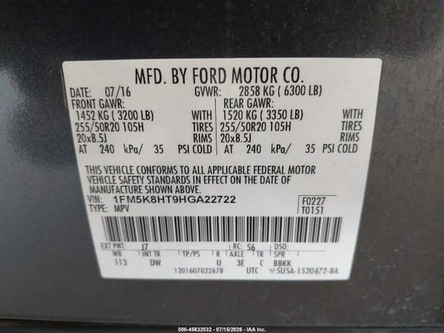 2017 FORD EXPLORER PLATINUM 9