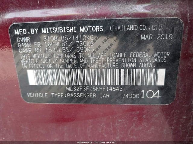 2019 MITSUBISHI MIRAGE G4 ES 9