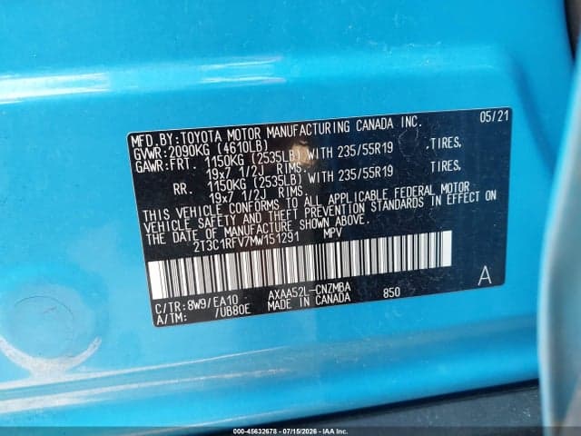 2021 TOYOTA RAV4 XLE PREMIUM 9