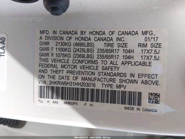 2017 HONDA CR-V LX 9