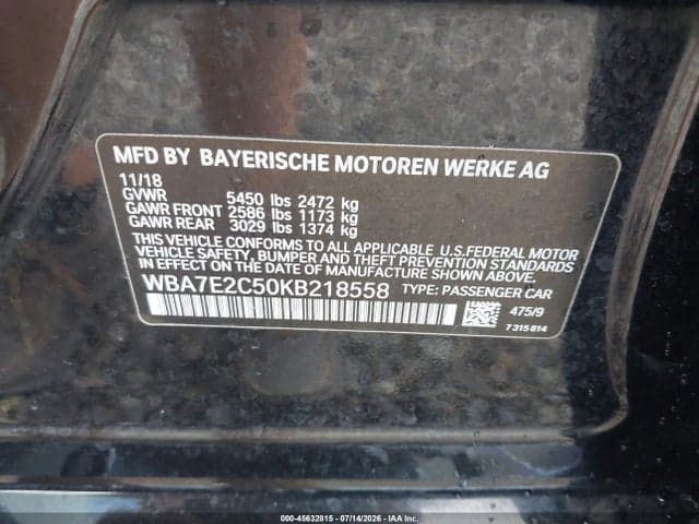 2019 BMW 740I 9