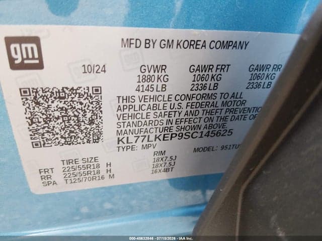 2025 CHEVROLET TRAX FWD ACTIV 9