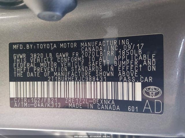 2018 TOYOTA COROLLA LE 9