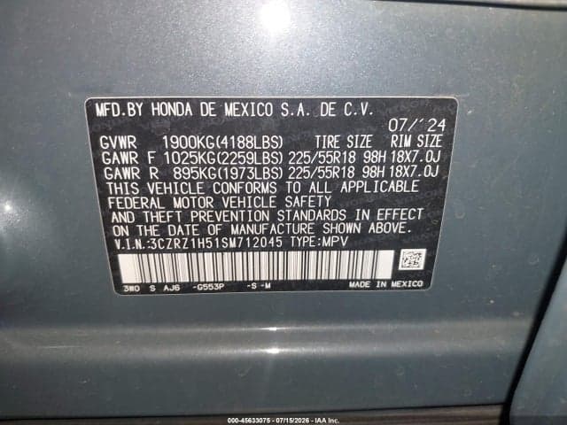 2025 HONDA HR-V 2WD SPORT 9