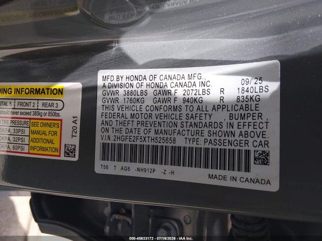 2026 HONDA CIVIC SPORT 9
