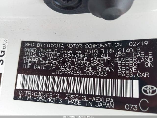 2020 TOYOTA COROLLA LE 9