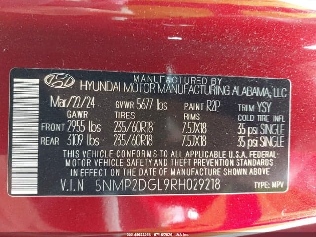 2024 HYUNDAI SANTA FE SEL 9