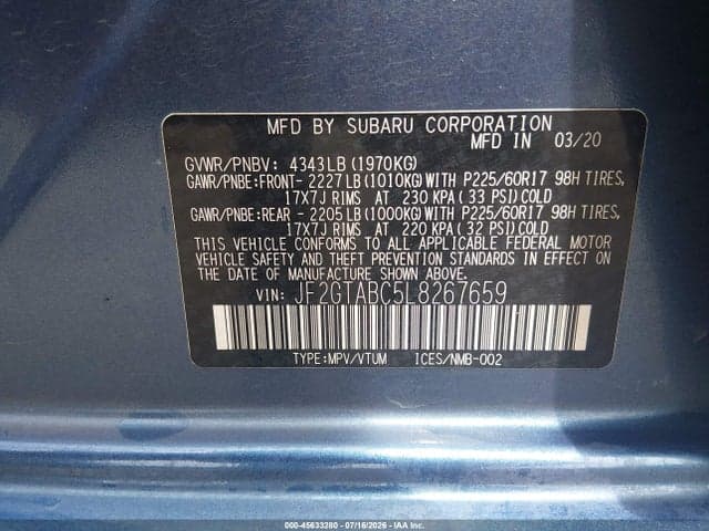 2020 SUBARU CROSSTREK 9