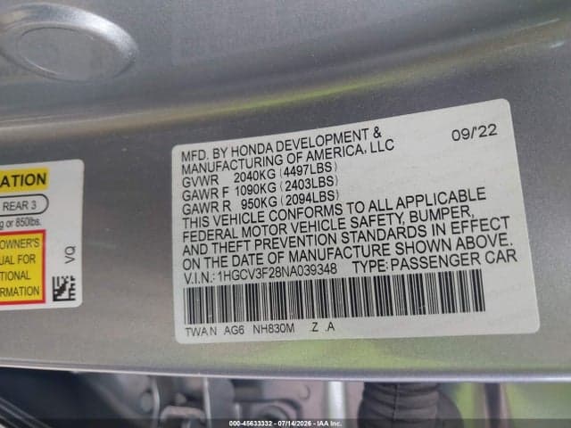 2022 HONDA ACCORD HYBRID SPORT 9