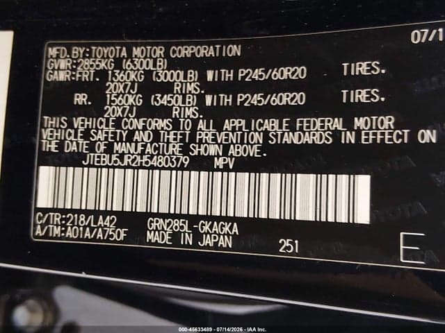 2017 TOYOTA 4RUNNER LIMITED 9