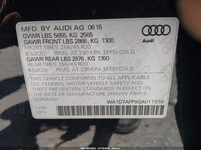 2016 AUDI Q5 3.0T PREMIUM PLUS 9