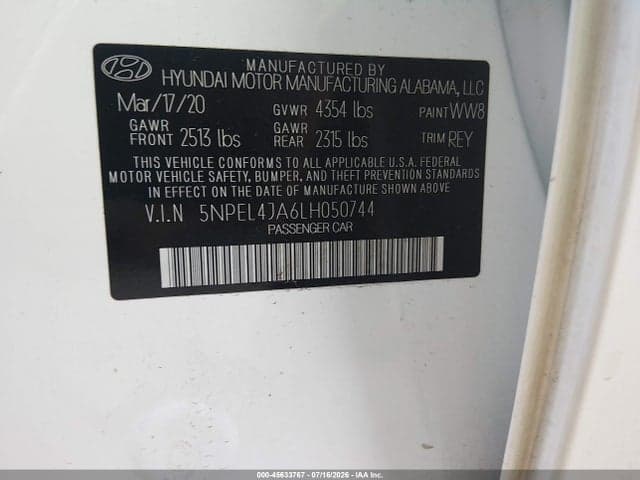 2020 HYUNDAI SONATA SEL 9