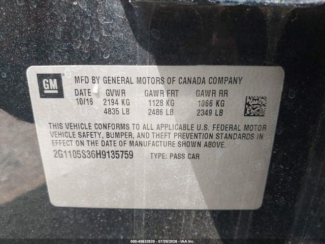 2017 CHEVROLET IMPALA 1LT 9