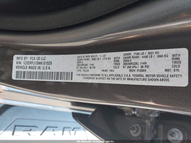 2022 RAM 1500 LARAMIE 4X4 5'7 BOX 9