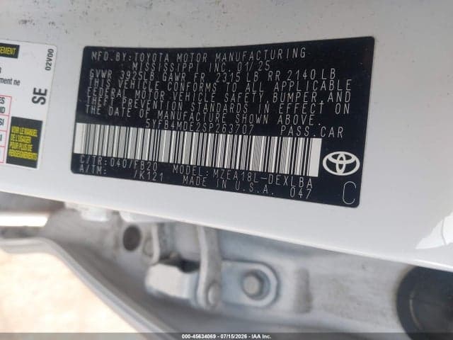2025 TOYOTA COROLLA LE 9