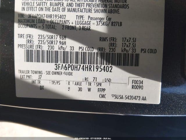 2017 FORD FUSION SE 9