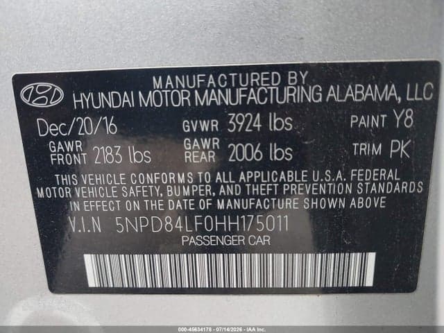 2017 HYUNDAI ELANTRA SE 9