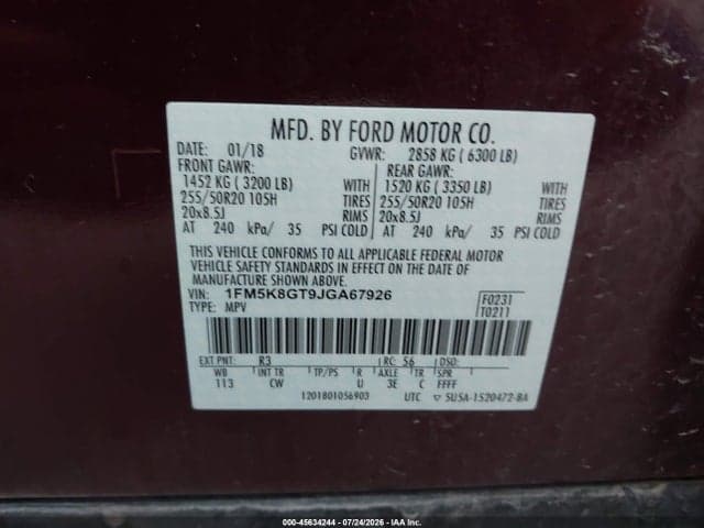 2018 FORD EXPLORER SPORT 9