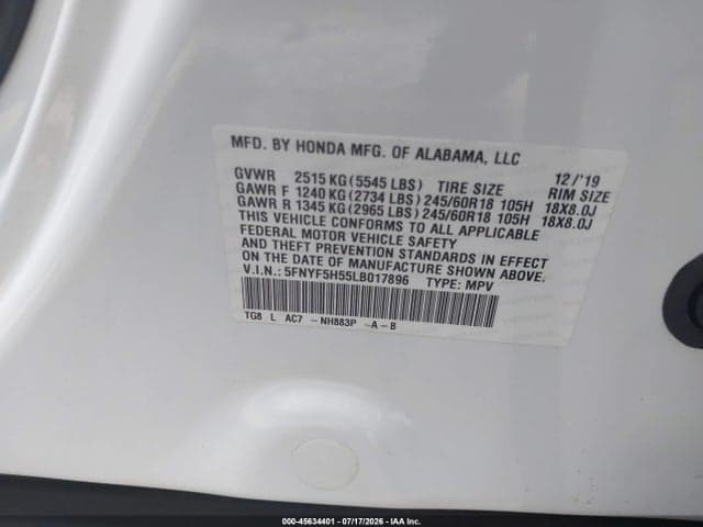 2020 HONDA PILOT 2WD EX-L 9