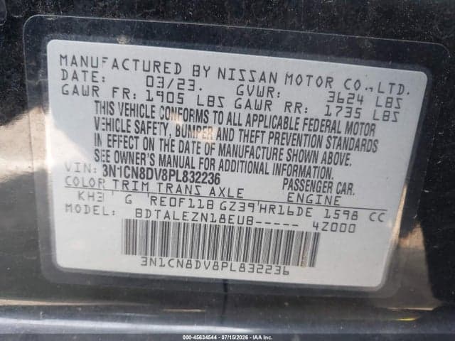 2023 NISSAN VERSA 1.6 S XTRONIC CVT 9