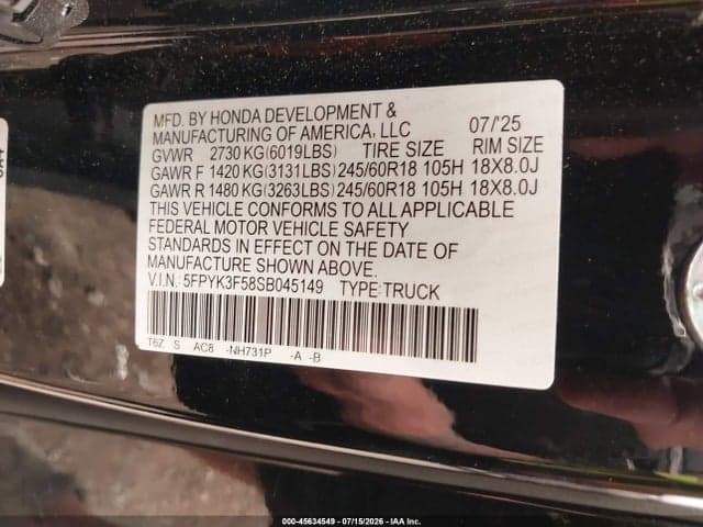 2025 HONDA RIDGELINE RTL 9