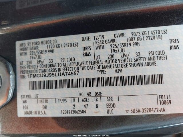 2020 FORD ESCAPE TITANIUM 9