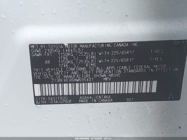 2017 TOYOTA RAV4 LE 9