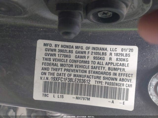 2020 HONDA CIVIC EX 9