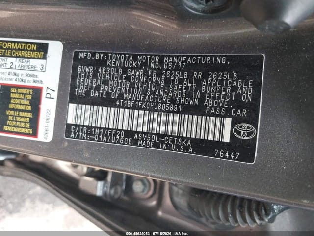 2017 TOYOTA CAMRY SE 9