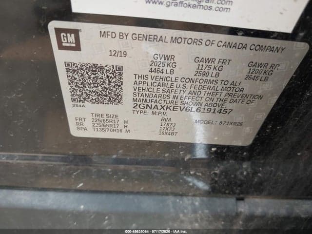 2020 CHEVROLET EQUINOX FWD LT 1.5L TURBO 9