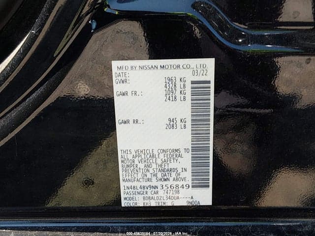 2022 NISSAN ALTIMA S FWD 9