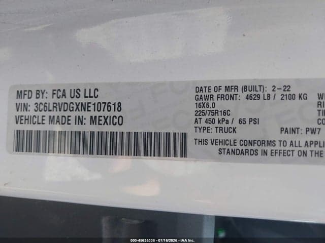 2022 RAM PROMASTER 2500 HIGH ROOF 159 WB 4